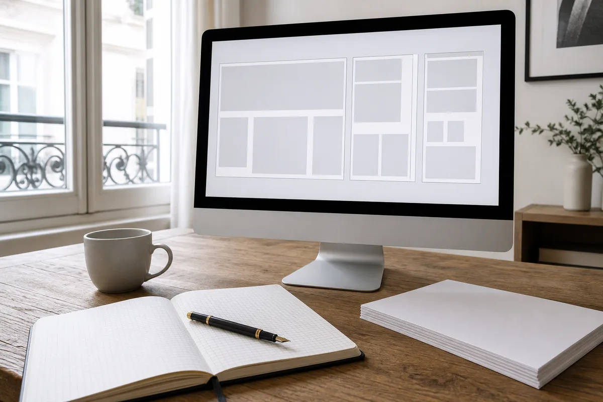 Différents formats de publication comparés sur un écran de préparation éditoriale