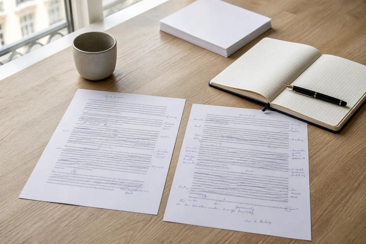 Comparaison de deux textes de test annotés par un client