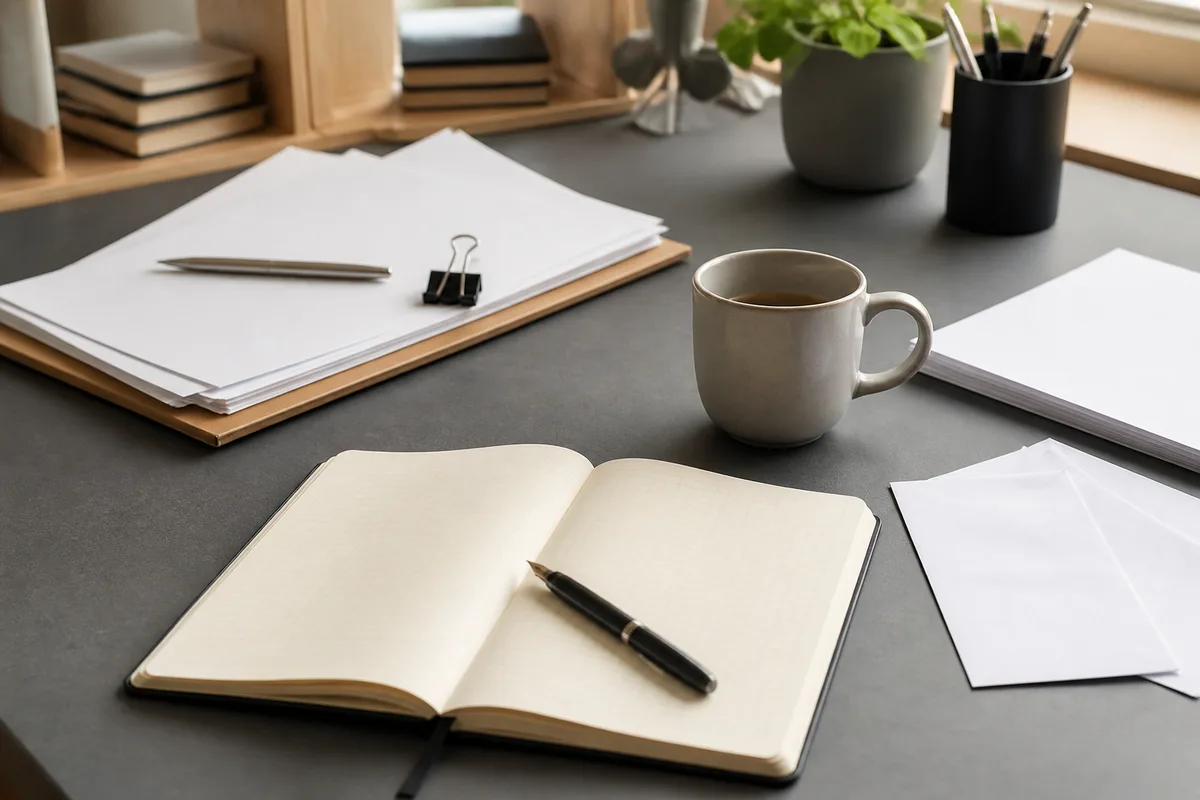 Documents de création d&rsquo;activité indépendante posés sur une table