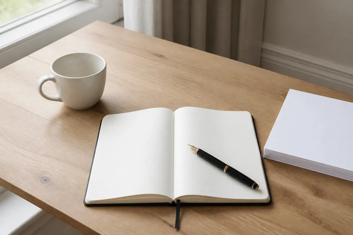 Plan d’article de blog esquissé à la main avant rédaction