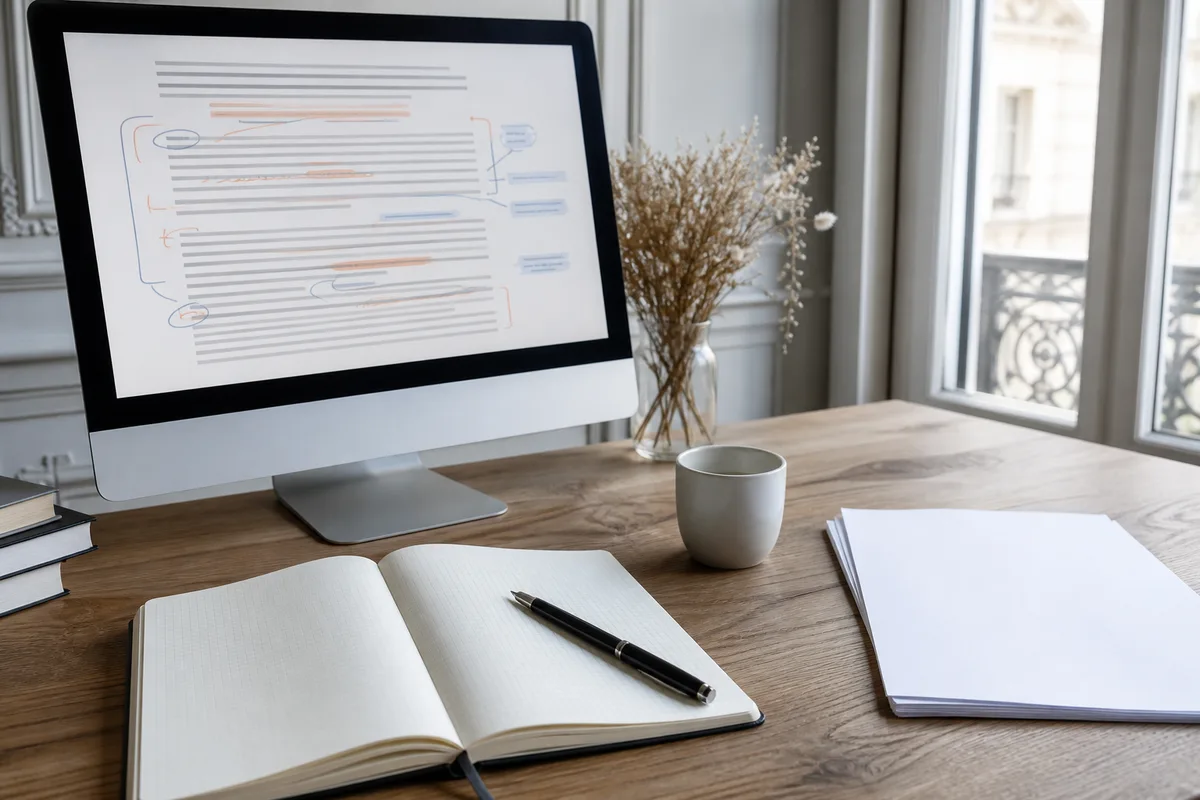 Introduction d’article retravaillée à l’écran avec annotations