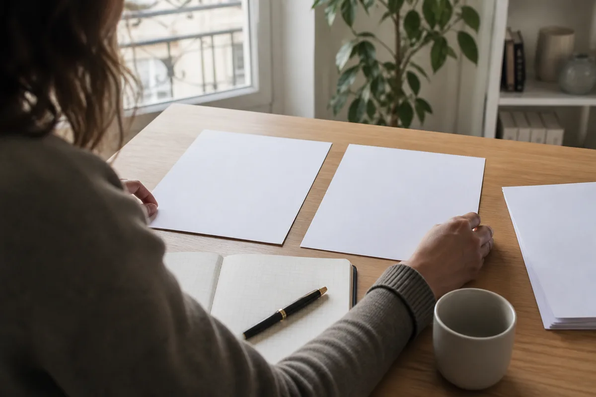 Rédacteur web comparant un brouillon généré et sa version retravaillée